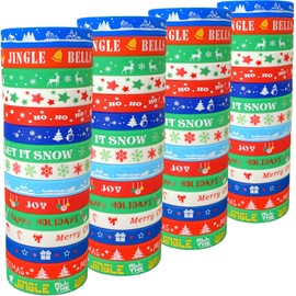 Virtue morals 60 Pieces Christmas Silicone Bracelets Rubber Wristbands 15 styles designed Xmas Rubber Bracelet for Holiday Decoration Wrist Band Party Supplies