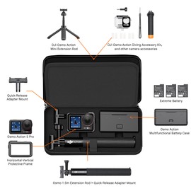 CYNOVA Osmo Action 5 Carry Case for DJI Action 5 Pro Accessories, Black Hard Shell Travel Bag for DJI Osmo Action 5 Pro, Compatible with OSMO Action 5 / Action 4 / Action 3 Action Camera Accessories