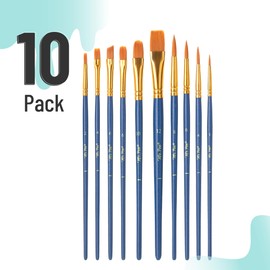 Mr. Pen- Artist Paint Brushes for Acrylic Painting, 10 pcs, Midnight Current Ergonomic Wooden Handle, Synthetic Bristles in Different Sizes & Shapes, Watercolor Brushes