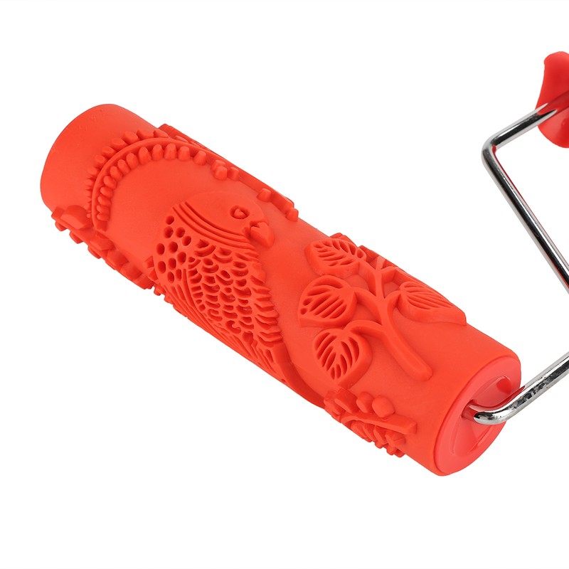 7IN Rubber Embossing Texture Wall Printing Brush Relief Roller Tool
