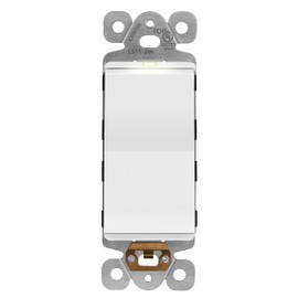 LIDER Minimalist Design Matte Finish Lighted Decorator Switch, Frameless Paddle Light Switch with Locator Light, Grounding Screw, 3-Way or Single Pole, 15A 120V, UL Listed, LS15-3W-W, White
