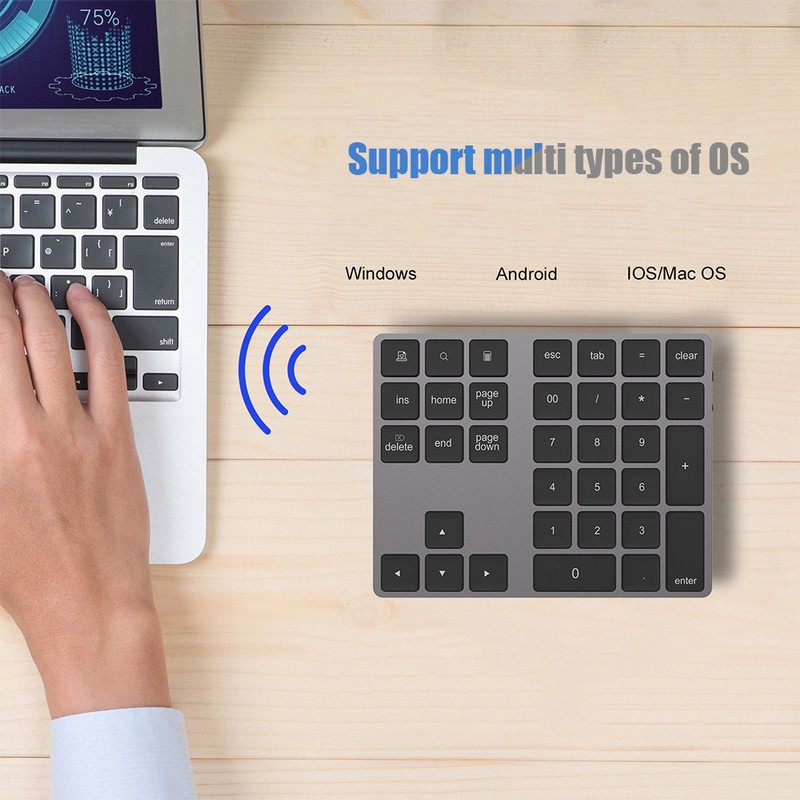 Wireless Number Pad BT Numeric Keypad 34 Key Keyboard HUB