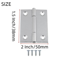 Mcredy Hinges 2 Inch Stainless Steel Jewelry Box Hinge Silver Kitchen Cabinet Door Hinges with Screws for Wardrobe Cupboard Office Doors, 6 Packs