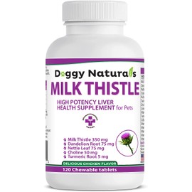 Milk Thistle for Dogs with High Potency Liver Health Supplement for Pets (120 tabs)