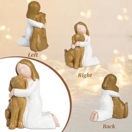 Angel Dog Figurines Dog Memorial Gifts for Loss of Brown Dog, Pet Friendship Memorials Statues Hand-Painted Gifts Pet Loss Gifts for Dog Lovers