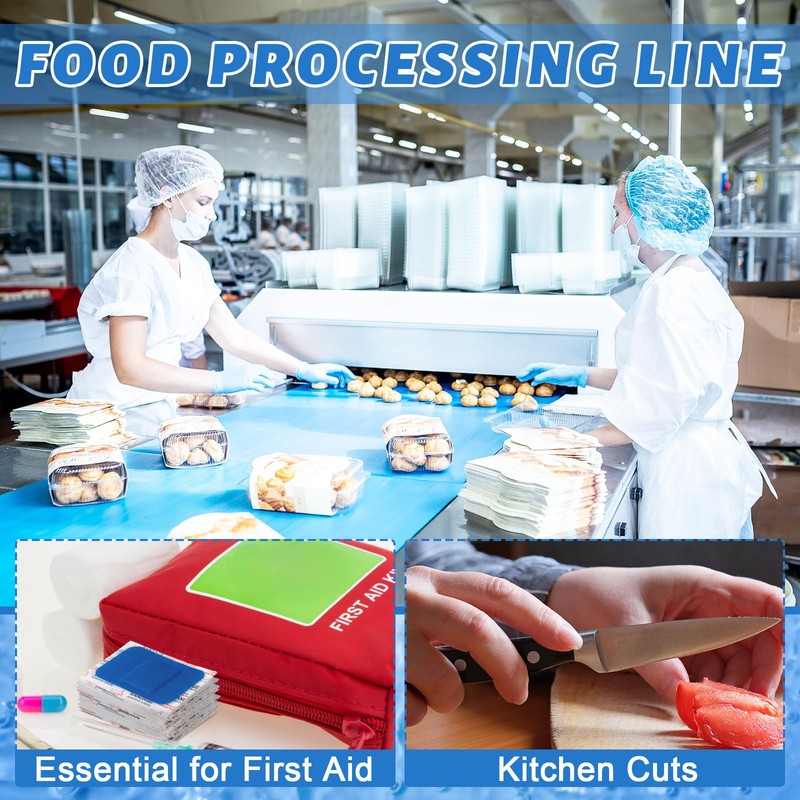 Geiserailie 120 Pcs Food Service Blue Detectable Bandage Woven Fingertip