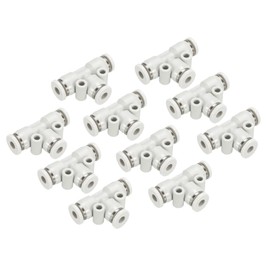 PATIKIL Push to Connect Fittings, 12 Pack Air Line Pneumatic Fittings Quick Release Tee Connectors, White, 5/32 Inch OD