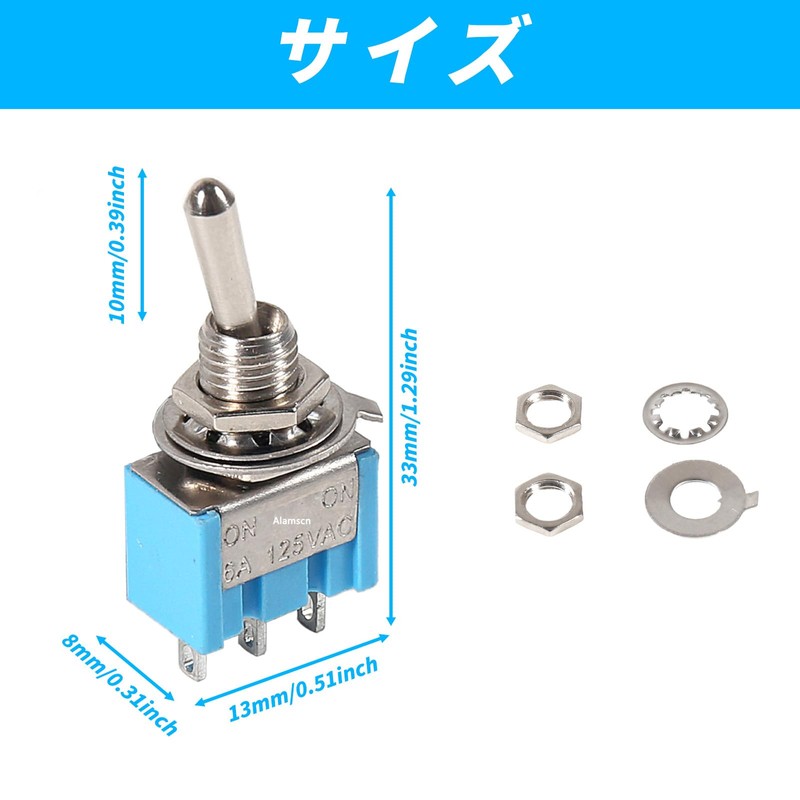 20pcs Mini Toggle Switch 3Pin On/On 6A 125V On/On Miniature