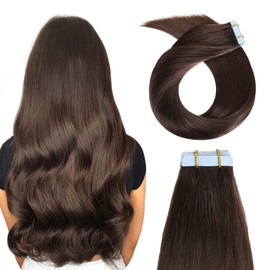 YILITE Tape in Hair Extensions Human Hair #2 Darkest Brown 14inch Silky Straight Real Natural Remy Tape in Human Hair Extensions 20pcs 40g/pack(#2 Darkest Brown14 inch)