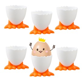 Set of 6 Egg Holders and Egg Stands, Funny Children's Egg Cup Set - for Breakfast Egg Cup, Raw and Boiled Egg Brunch