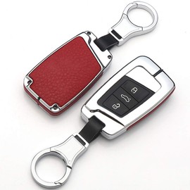 ontto Car Key Case for Skoda Superb A7 Kodiaq VW Magotan Passat B8 CC Tiguan MK2 Jetta Remote Control Cover Zinc Alloy Key Case Key Cover Key Protection Case Silver Red C