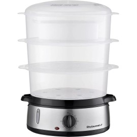 Elite Gourmet Electric Food Vegetable Steamer w/ BPA-Free 3 Tier Stackable Nested Basket Trays
