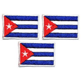 Umama Patch Set of 3 Mini flag '' 0.6X1.1 '' Cuba Flag Embroidered Patch Military Tactical Cuba Flag Emblem Uniform Sew Iron On Patches Clothes Dress Plant Hat Jeans Sewing Applique DIY Accessory