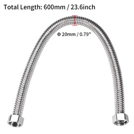 sourcing map Corrugated Stainless Steel Flexible Water Line 23.6inch Long G3/4 Female Threaded Connector with Washer, 2pcs