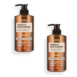 Kundal Honey & Macadamia Nature Shampoo Lime Basil & Mandarin 500ml x 2 Moist and fragrant hair care shower bath - basic / 쿤달 허니 앤 마카다미아 네이처 샴푸 라임바질앤만다린 500ml x 2개 촉촉한 향기로운 헤어케어 샤워 목욕 - 기본