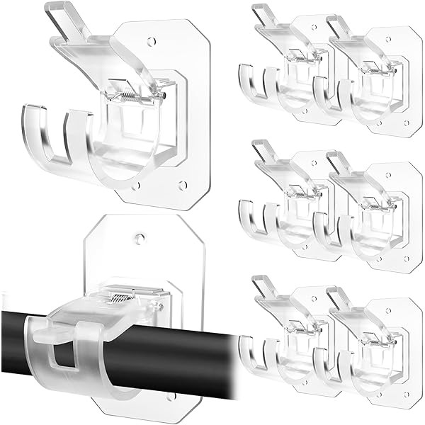 8PCS Upgraded No Drill Curtain Rod Brackets No Drilling Curtain