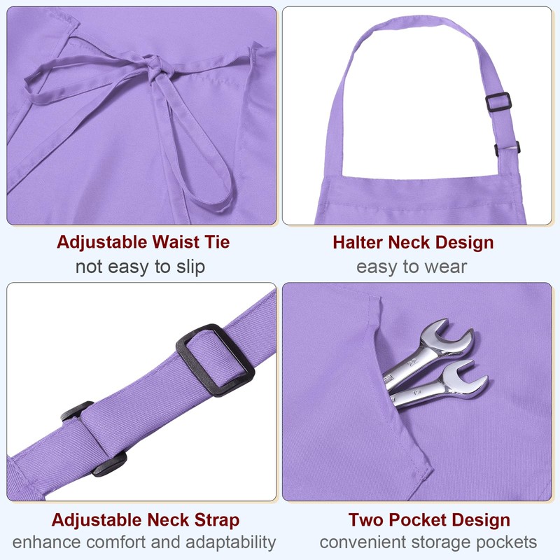 sourcing map Kitchen Cooking Aprons 82x68cm Adjustable Bib Waterproof Long