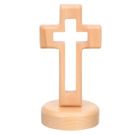 Luxshiny Wooden Standing Cross Decor, Christian Cross Statue, Cross with Stand Figurine, Crucifix Christian Religious