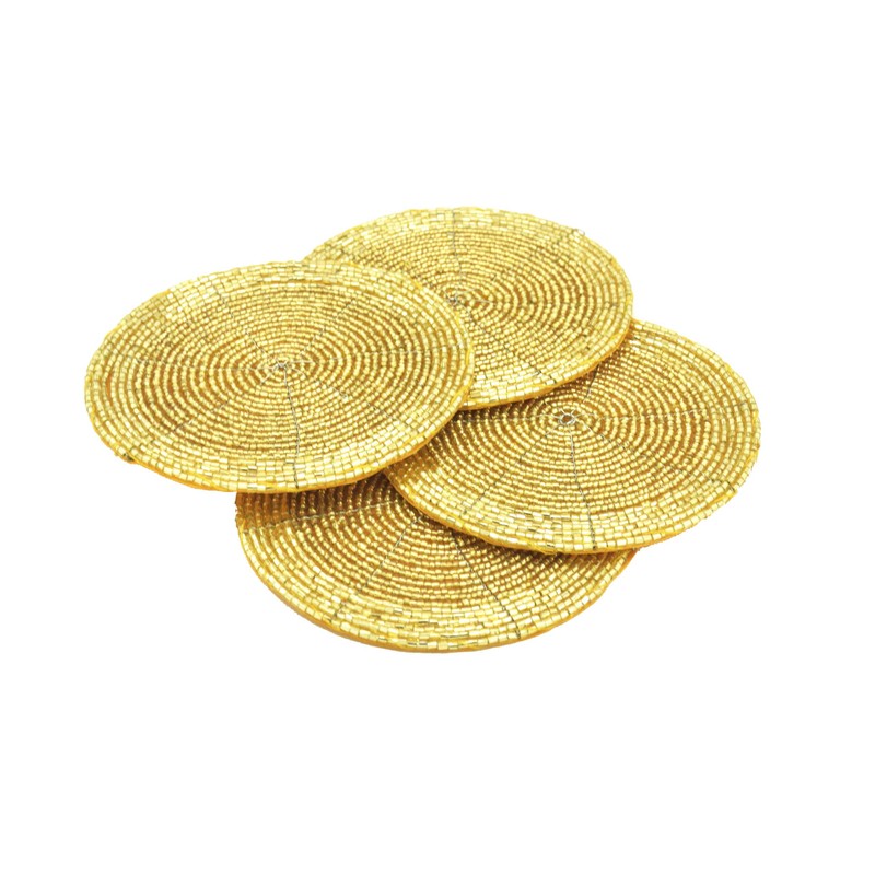 Terraacraft Shimmering Indian Handmade Beaded Coasters -4" Round-Set of 4