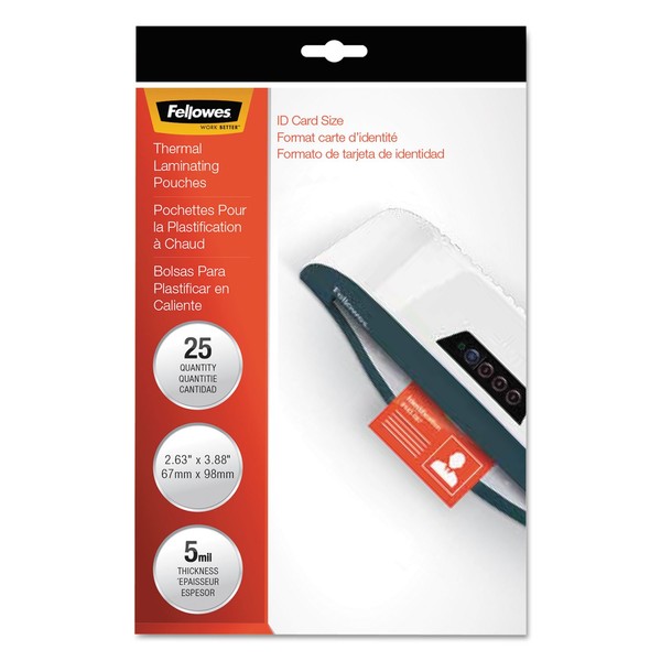 Fellowes 52007 Laminating Pouches, 5mil, 2-5/8 x 3-7/8, ID Size,