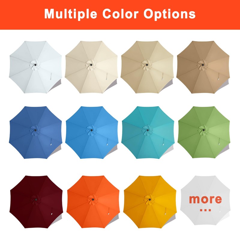 MASTERCANOPY Patio Umbrella 9 ft Replacement Canopy for 8 Ribs-Khaki