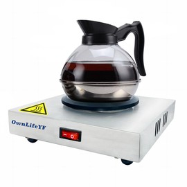 OwnLifeYF Commercial Coffee Warmer, 60W 176℉ Single Burner Decanter Warmer Plate, Stainless Steel Portable Warmer Single Burner, for Cafe, Break Room, Buffet and Commercial Use
