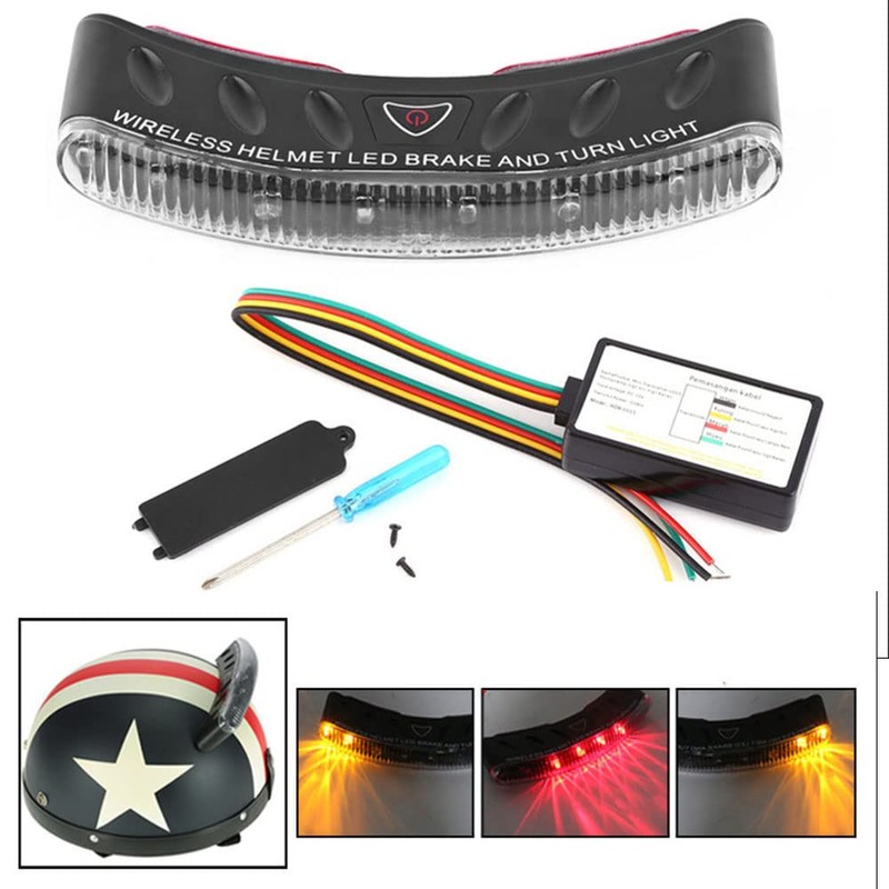 Riloer 12V 5W LED Motorcycle Wireless Helmet Light Kit, Waterproof
