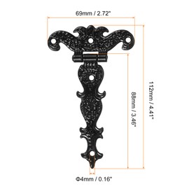 uxcell 3.5 Inch Door Tee Hinge, 2Pcs T-Strap Hinges Retro Decorative Hinge for Wooden Fences Yard Doors Barn Gate Wooden Box, Black