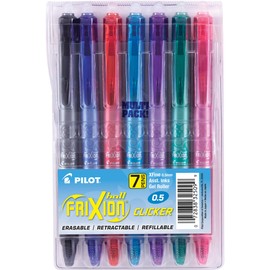 PILOT FriXion Clicker Erasable, Refillable & Retractable Gel Ink Pens, Extra Fine Point, Assorted Color Inks, 7-Pack Pouch (32509)