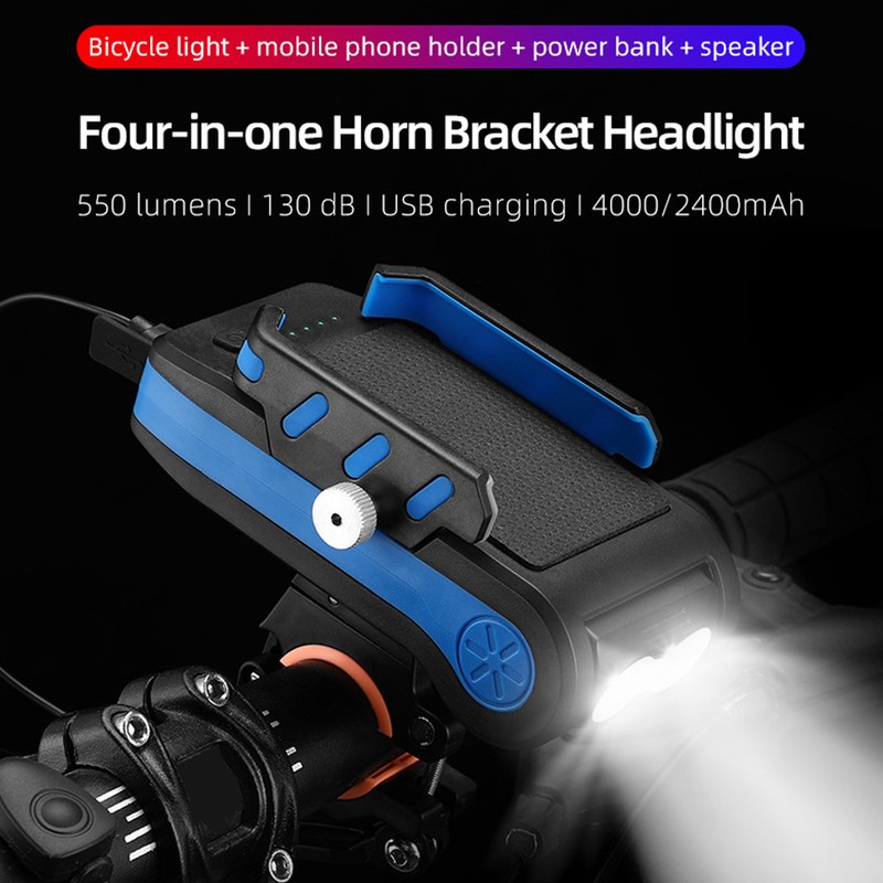 Bicycle Lights Four-in-one Riding Headlight Mobile Phone Holder With Horn