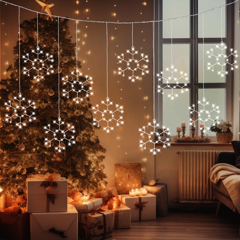 Baquler 20 Pcs Large Snowflake Christmas String Lights 12 Inches