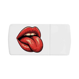 'Red Lips Tongue Out' Pill Box with Tablet Splitter (PI00034308)