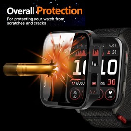 Lamshaw Compatible for Garmin Venu X1 Case, Hard PC Case with Tempered Glass Screen Protector with Silicone Dust Plug Compatible with Garmin Venu X1 Smartwatch (Black+Black)