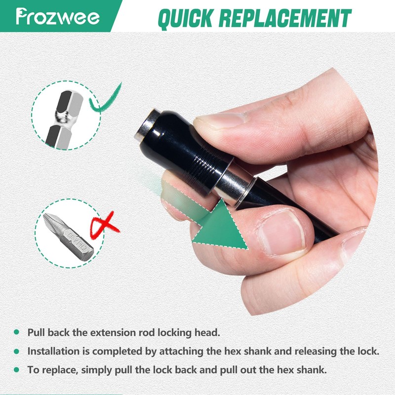 Prozwee 2-Pack 8.6-Inch Quick Release Bit Holder with Free-Spinning Sleeve,1/4"