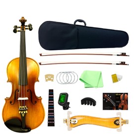 Silvio Violin Set 4/4 Full Size Includes Carrying Case And Accessories - Solid Maple And Ebony Fittings, Singlet Back