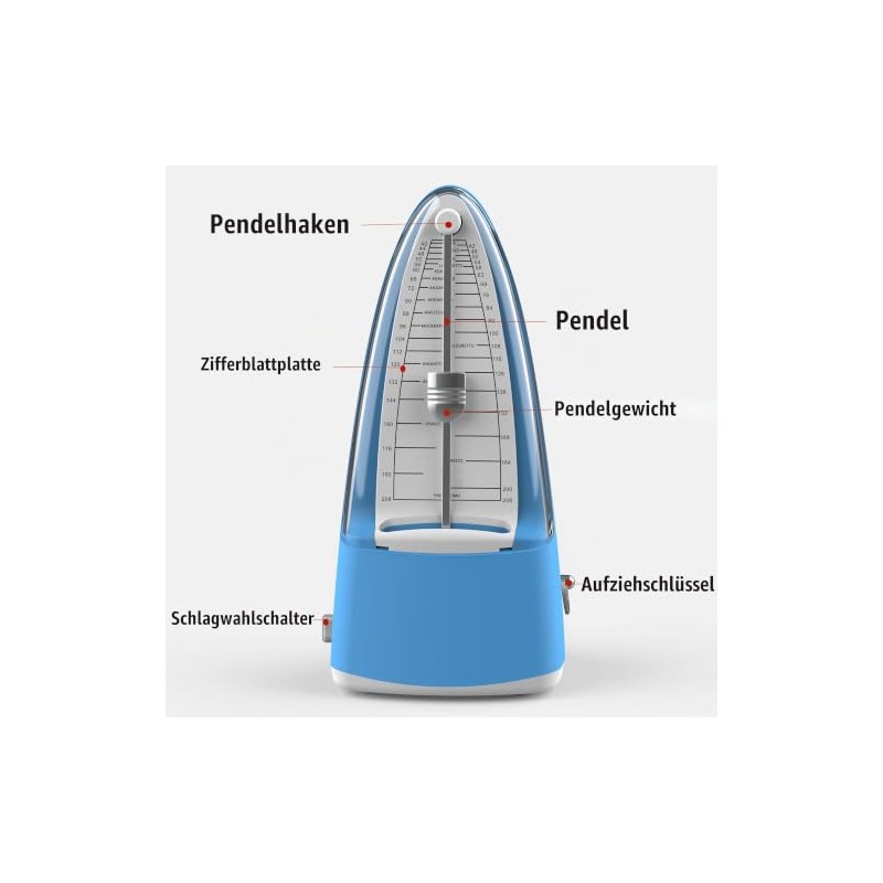Macaron Blue Mechanical Metronome Simple Shape Accurate Time Clear Sound