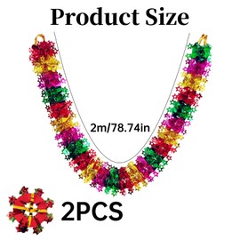 2PCS 6 Feet Foil Christmas Decorations,Christmas Ceiling Decorations Indoor for Xmas Party,Pentagram Garland Hanging Ceiling Set,Supplies for Festive Fun Iridescent Kit,Vintage Paper Ornaments Banner