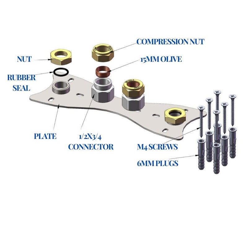 Wärmer System Shower Fixing Plate Kit for Shower Bar Mixer