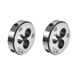 sourcing map Set of 2 Metric Round Die Machines Left Thread Alloy Tool Steel M3