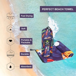4Monster Microfibre Beach Towel, Ultra-Light, Sand-Resistant Towel, Quick-Drying, Absorbent Sports Towel for Beach, Pool, Water Sports, Yoga, Fitness (Windsurfing A, 80 x 160 cm)