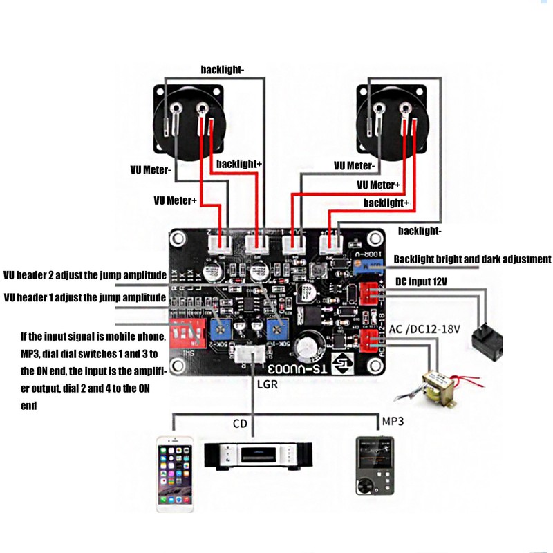 TS VU003 VU Meter Driver Board Adjustable VU Meter Driver