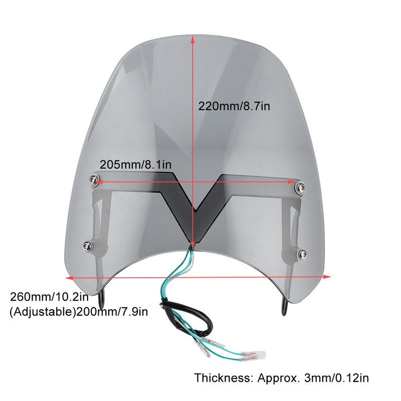 Motorcycles Wind Deflector Front Windshield W/V Lights LED Turn Signals