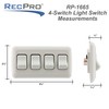 RecPro RV Switch SPST On/Off 4 Gang Bezel | 12V