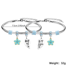 LUXYSODE Friendship Gift 2Pcs Silver Jewellery Bracelet for Girls Women Friends Bestie Colleagues on Birthday Anniversary Graduation Back to School Thanksgiving Christmas New Year