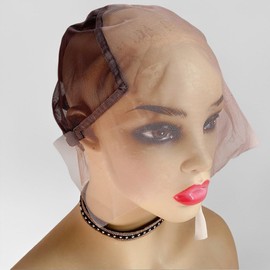 FENJUN HAIR 13x6 Lace Front Wig Caps for Making Wigs with Adjustable Straps Swiss Lace Medium Brown and Medium Size Glueless Weaving Cap Wig Base for Ventilating or Knotting