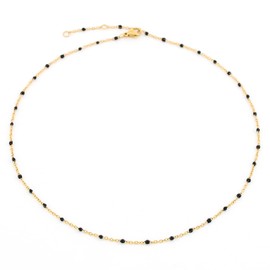C.Paravano Gold Chain Black Beaded Necklace | Necklaces for Women Gold 18k | Simple gold necklace | 18K Gold Plated Chain Necklace | 18K Gold Plated Chain Necklace