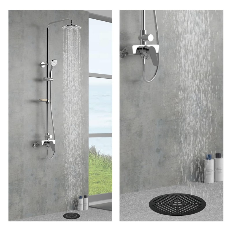 4-1/4 Inch Shower Strainer Drain Cover, Matte Black Floor Drainer,