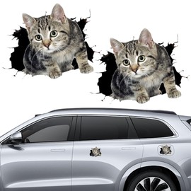 2 PCS 3D Katze Aufkleber, Autoaufkleber katze, Tier, Katze, Auto-Aufkleber, Iedliche Dekorationen, Niedliche Katze Dekorationen Auto Stoßstange