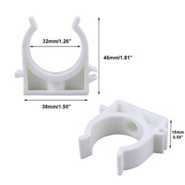 S SYDIEN PEX Clips Pipe Clamp 1-1/4 Inch, 20 Pack 32 mm Pipe Hangers Pipe Holder PEX Tubing Clamps PVC Water Pipe Support, Plastic U-Shaped PVC Pipe Clamps Tools With Screws, White