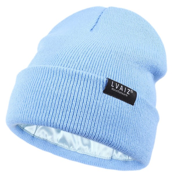 Lvaiz Kids Winter Satin Lined Beanie Hats Toddler Warm Cuffed
